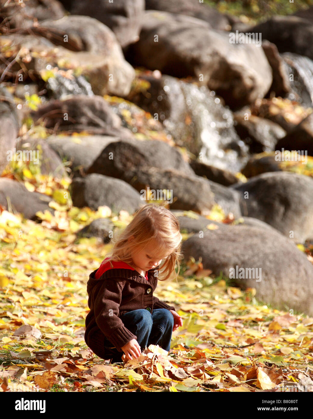 Young girl in park in autumn Stock Photo - Alamy