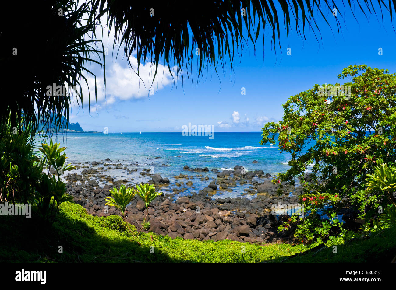 Blue Pacific waters at Hideaways Beach Princeville Island of Kauai Hawaii Stock Photo Alamy