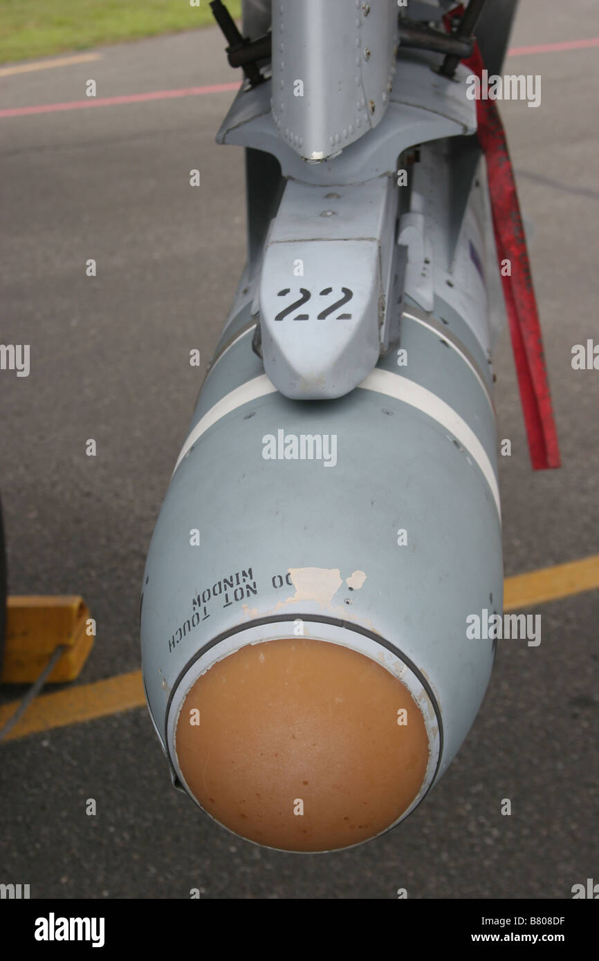 A Maverick missile inert sits mounted on the wing of an A 10 Warthog attack aircraft Stock Photo