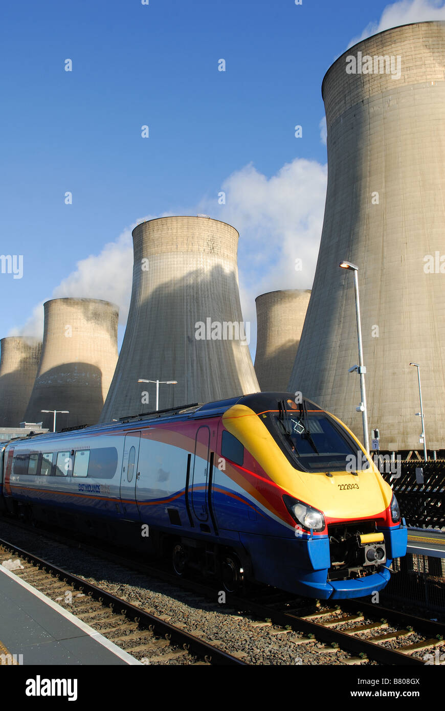 Midland Mainline Train, East Midlands Parkway Railway Station. Stock Photo