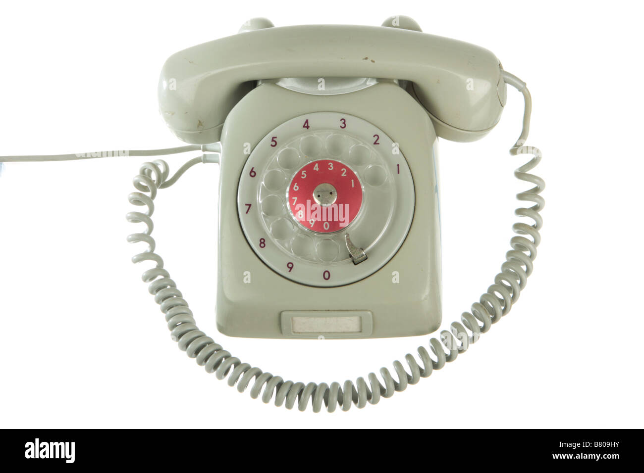 vintage grey analogue telephone isolated on white Stock Photo