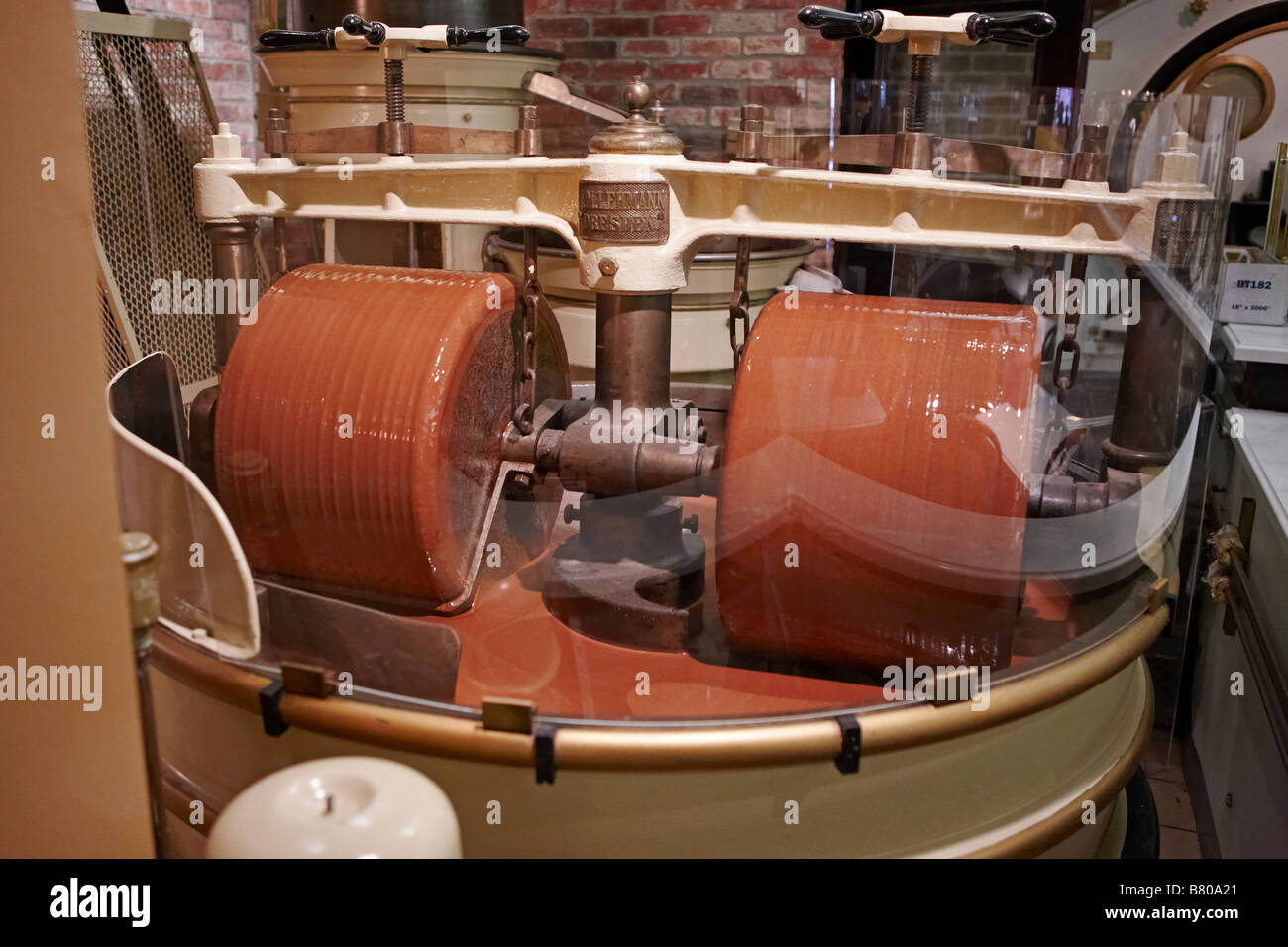 Old equipment displayed in Ghirardelli Ice Cream Shop. San Francisco, California, USA. Stock Photo