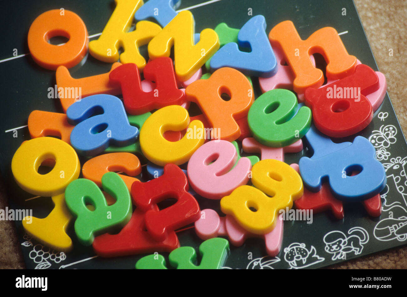 Child's plastic letters with backs Stock Photo Alamy