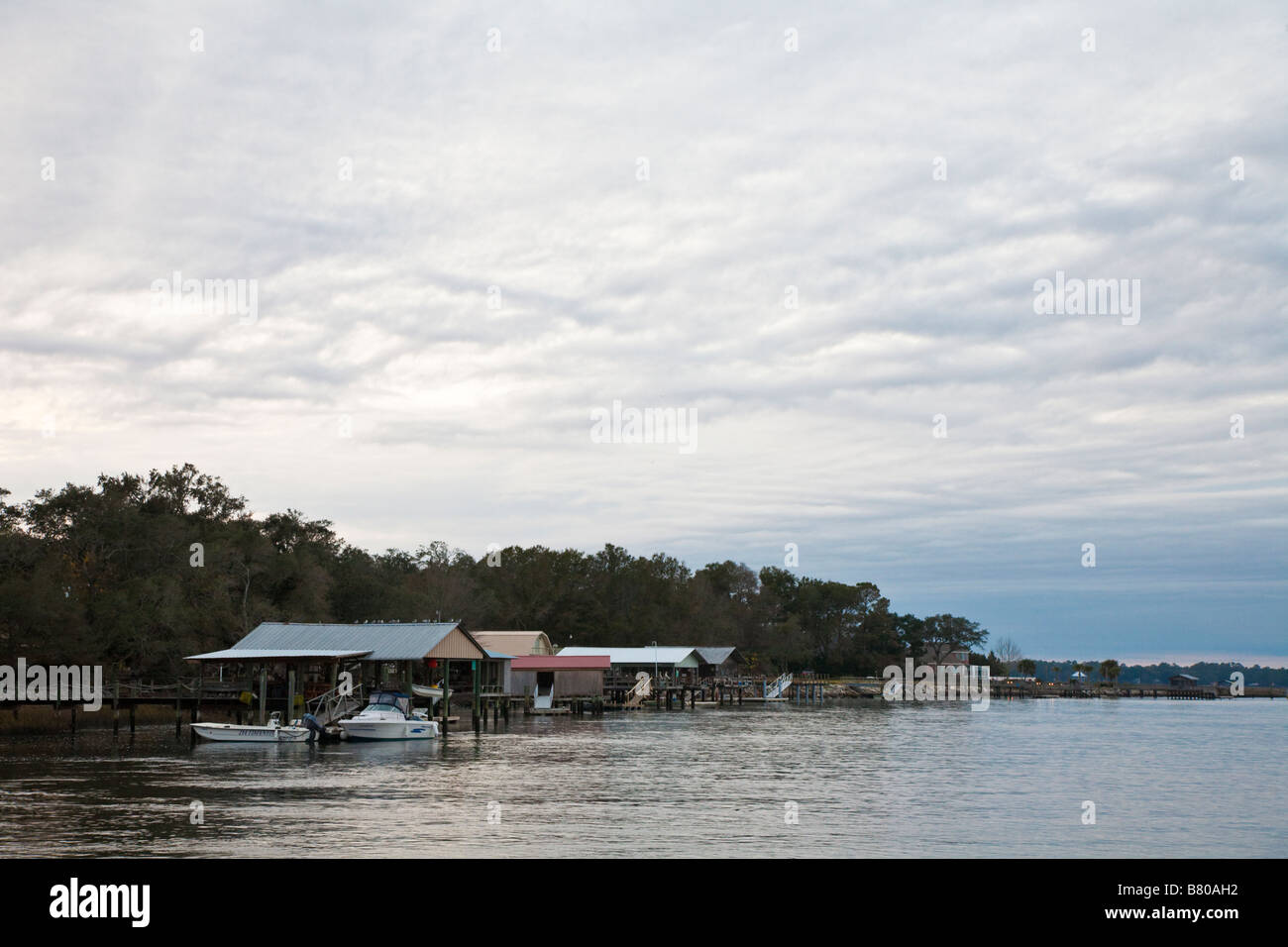 Boat dock during sunrise at Crooked River State Park in St. Marys, USA Stock Photo Alamy