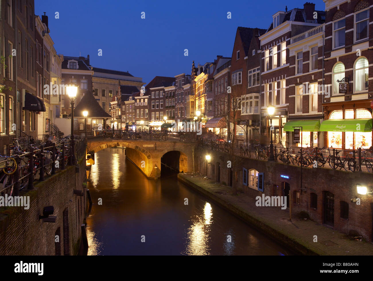 Utrecht town at night, Netherlands Stock Photo