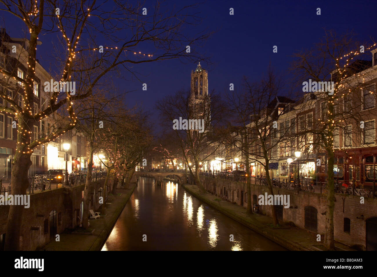 Dome Tower and Canal, Utrecht, Netherlands Stock Photo