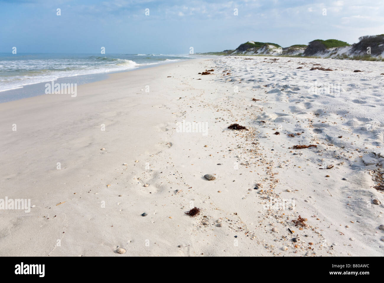 Wide secluded white sand beach at St Joseph Peninsula State Park Port St Joe Florida Stock Photo