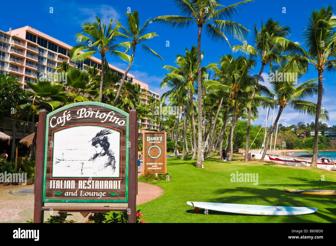 Cafe Portofino Restaurant at the Kauai Marriott Resort Island of Kauai Hawaii Stock Photo