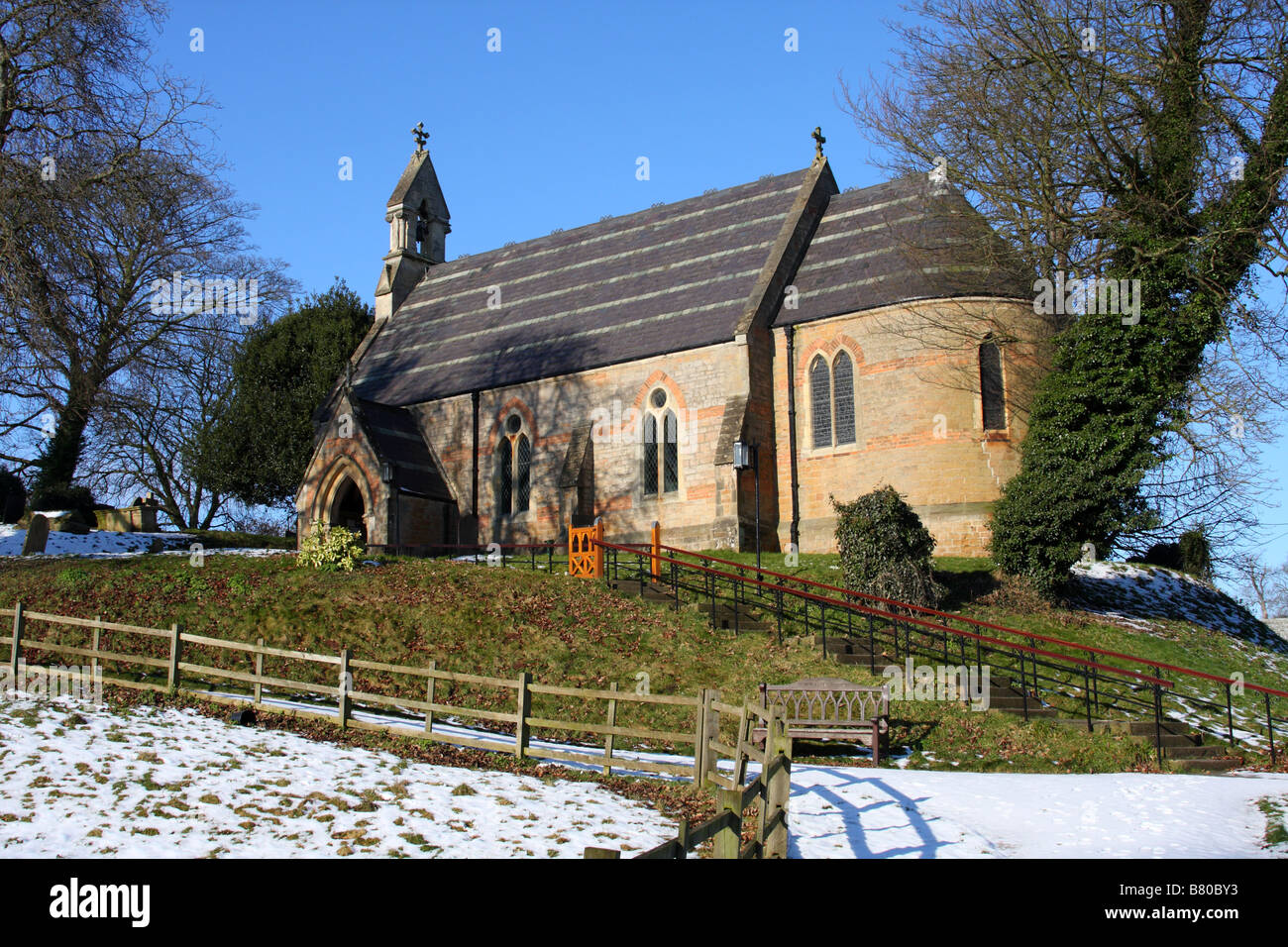 A rural church in winter. Holy Trinity, Bulcote, Burton Joyce,  Nottinghamshire, England, U.K Stock Photo - Alamy