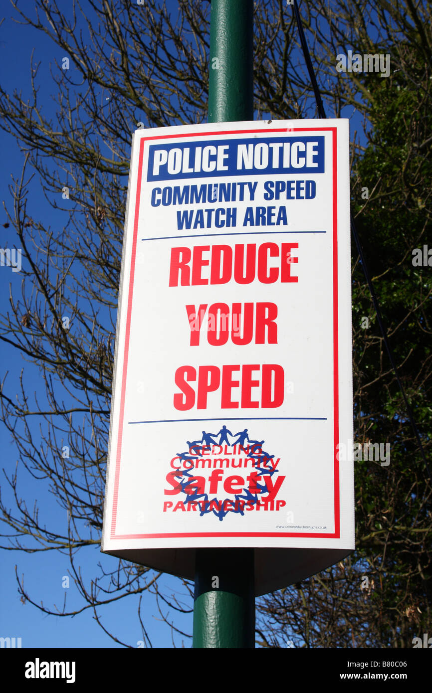 A roadside speed warning sign Stock Photo Alamy