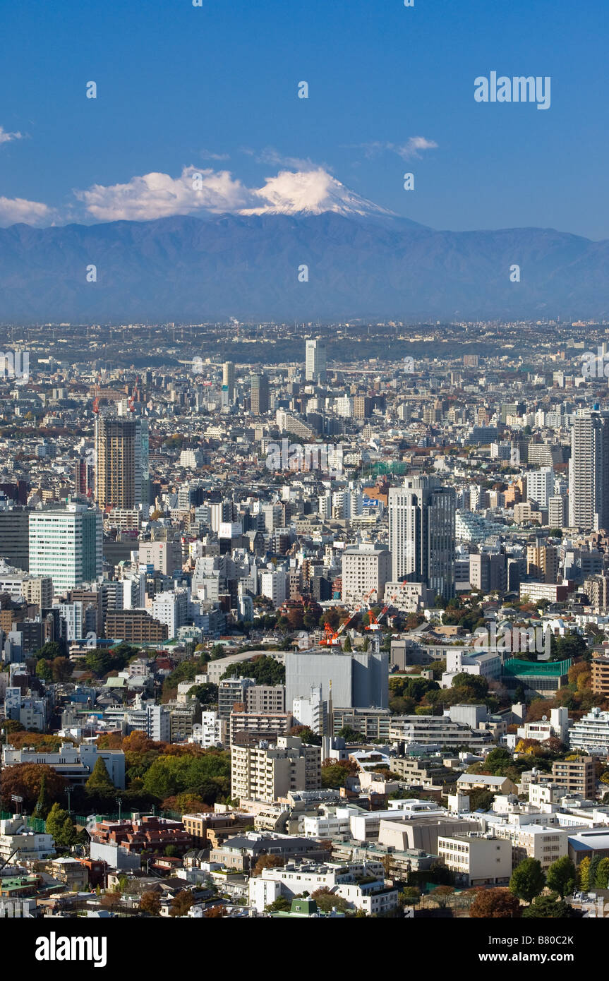 View across Tokyo with Mt. Fuji in the distance. Stock Photo