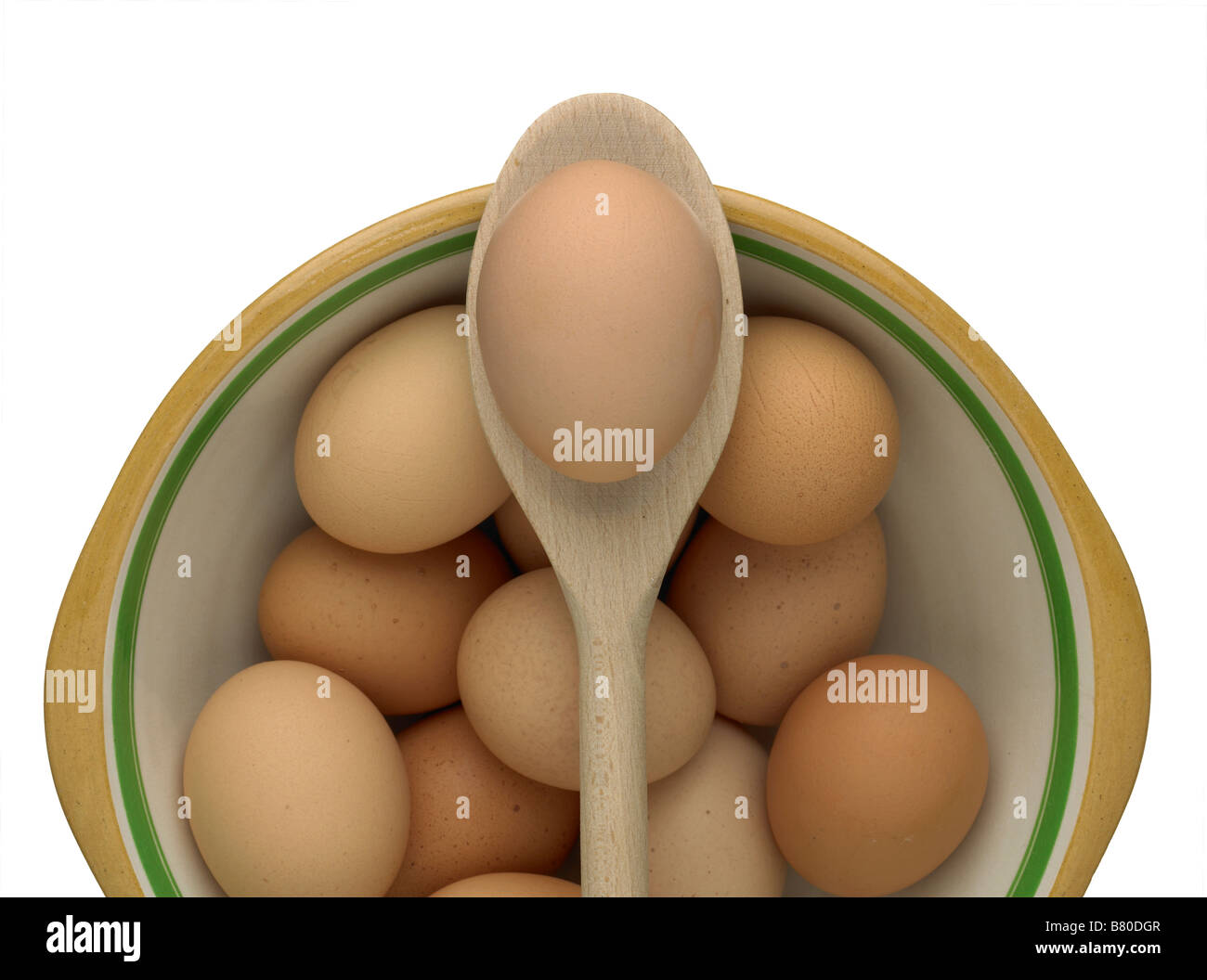 eggs in mixing bowl Stock Photo