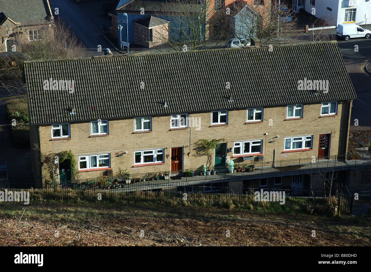 row of modern terraced houses, Mountsorrel, Leicestershire, England, UK Stock Photo