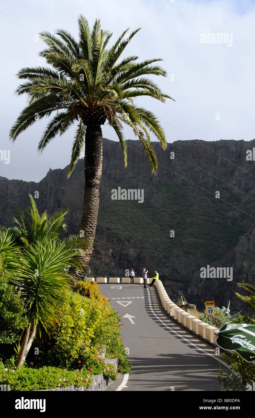 Narrow mountain road at Masca in the Teno Massif region of Tenerife Canary Islands Stock Photo
