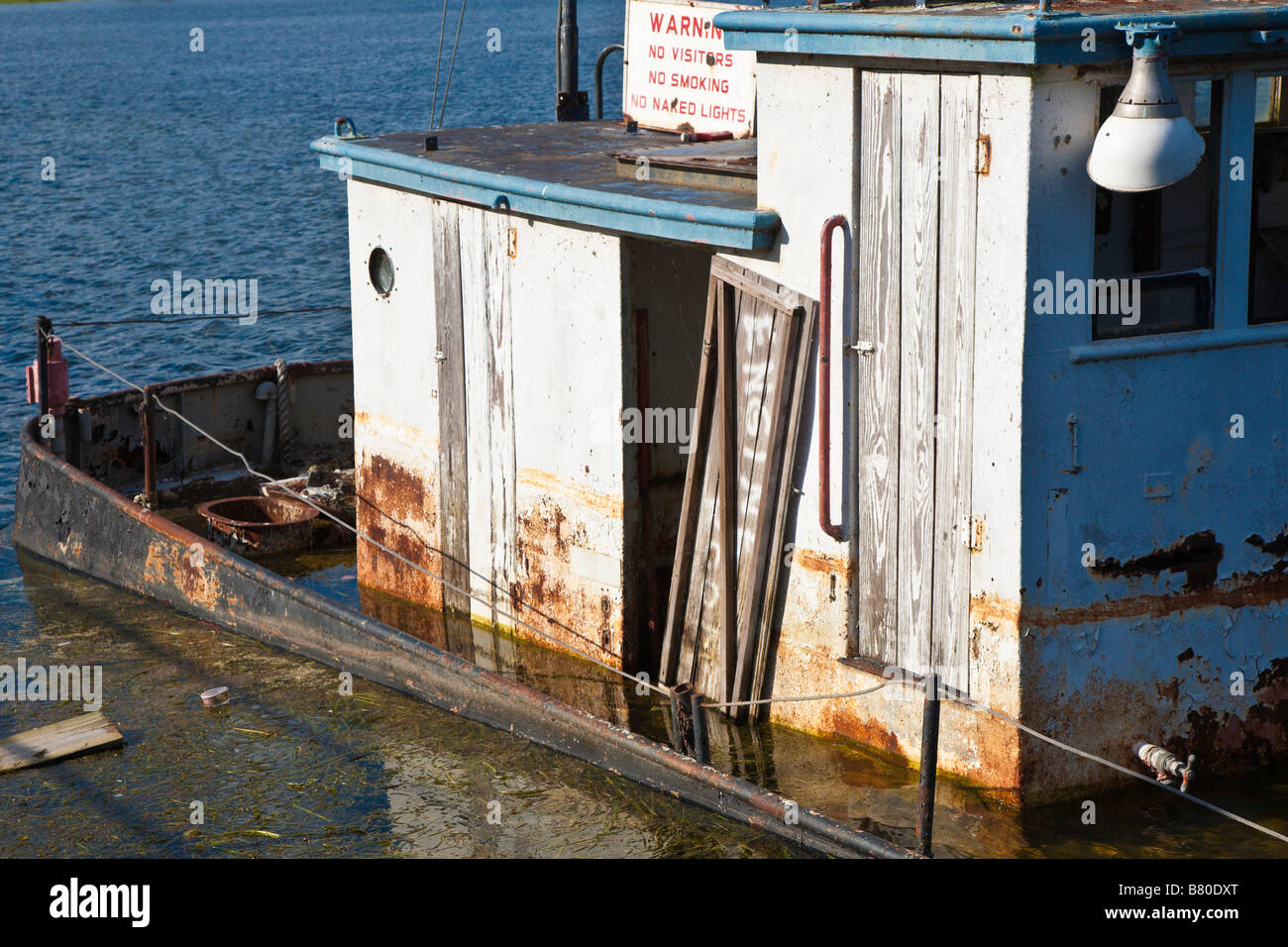 Sunken steel boat decoration in Lake Cherry in The Villages retirment