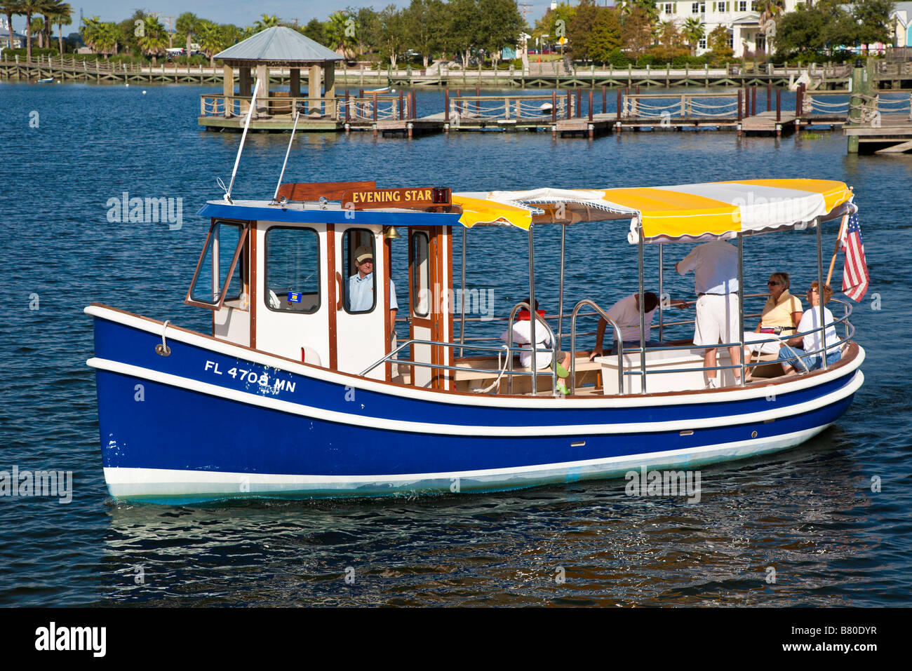 Ferry boat carries passengers across Cherry Lake in The Villages