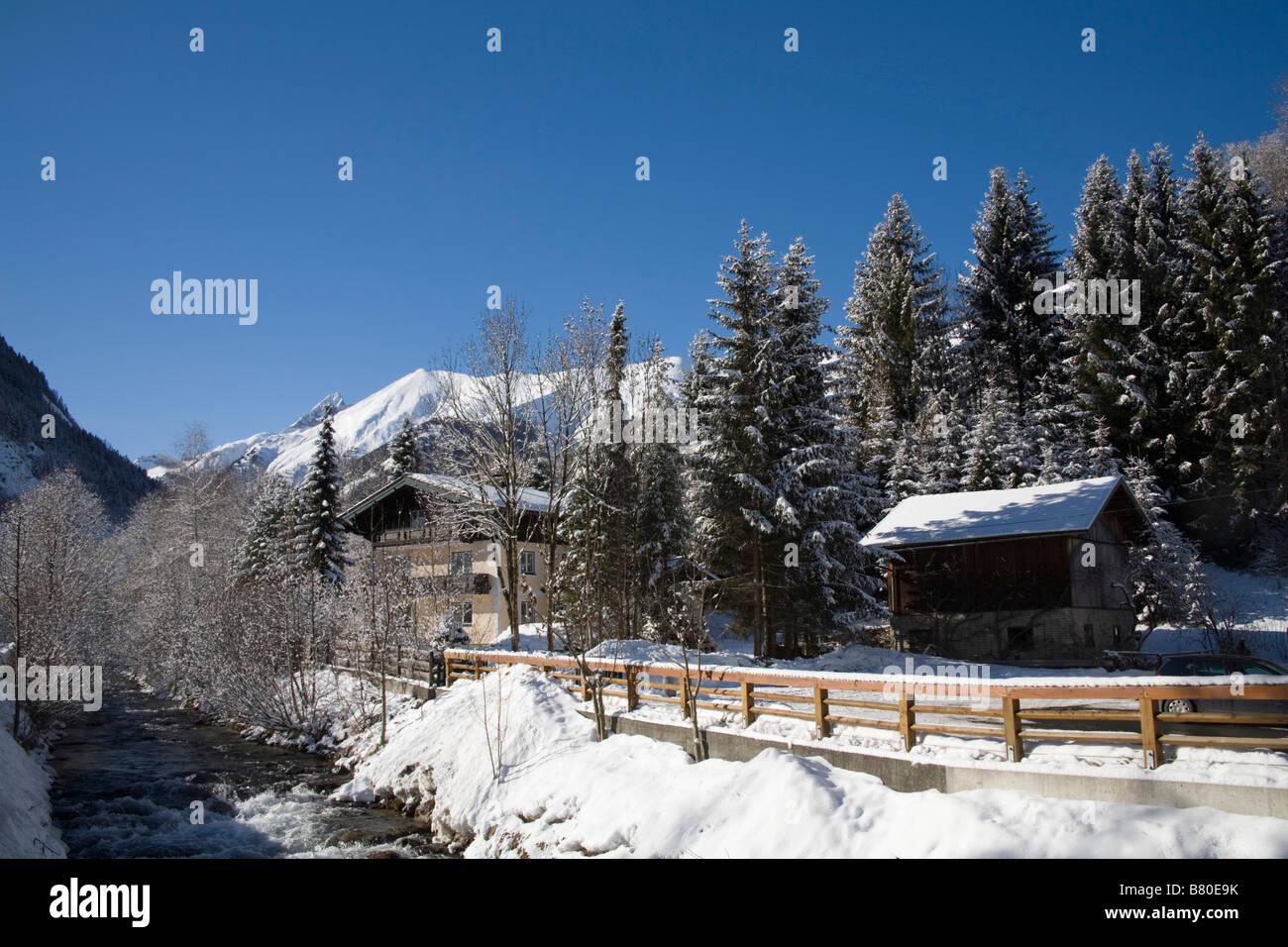 Pinzgau Region Austria EU January View across the Rauriser Ache River ...