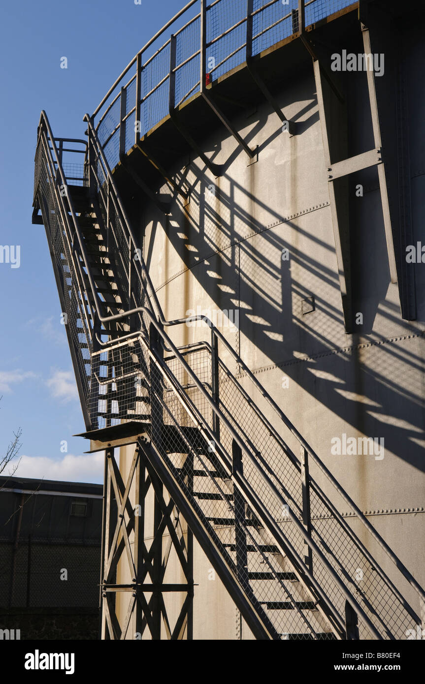 Steps and shadow on side of Gas Tower Stock Photo