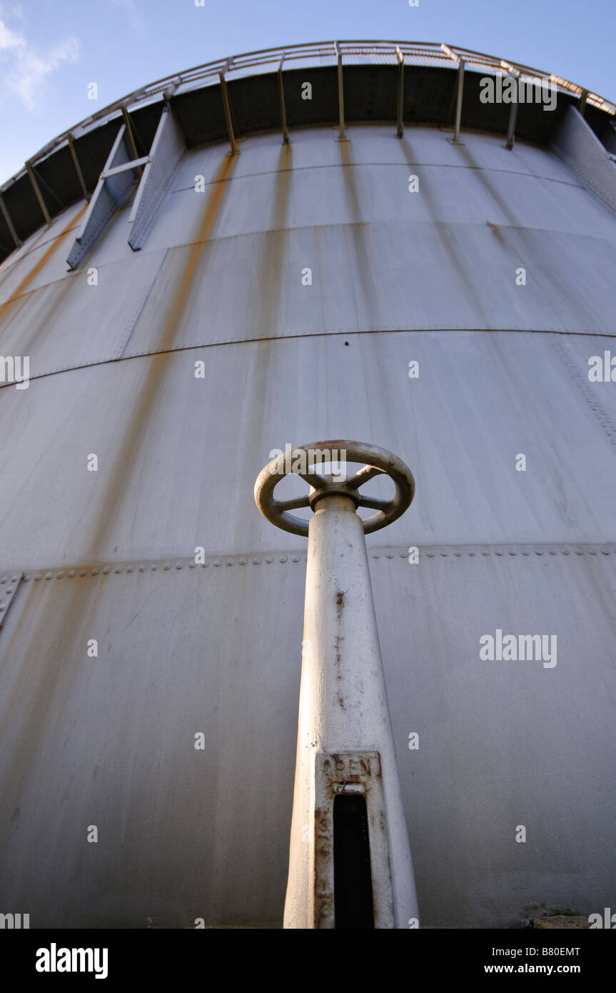 Shut off valve at base of gas tower. Stock Photo