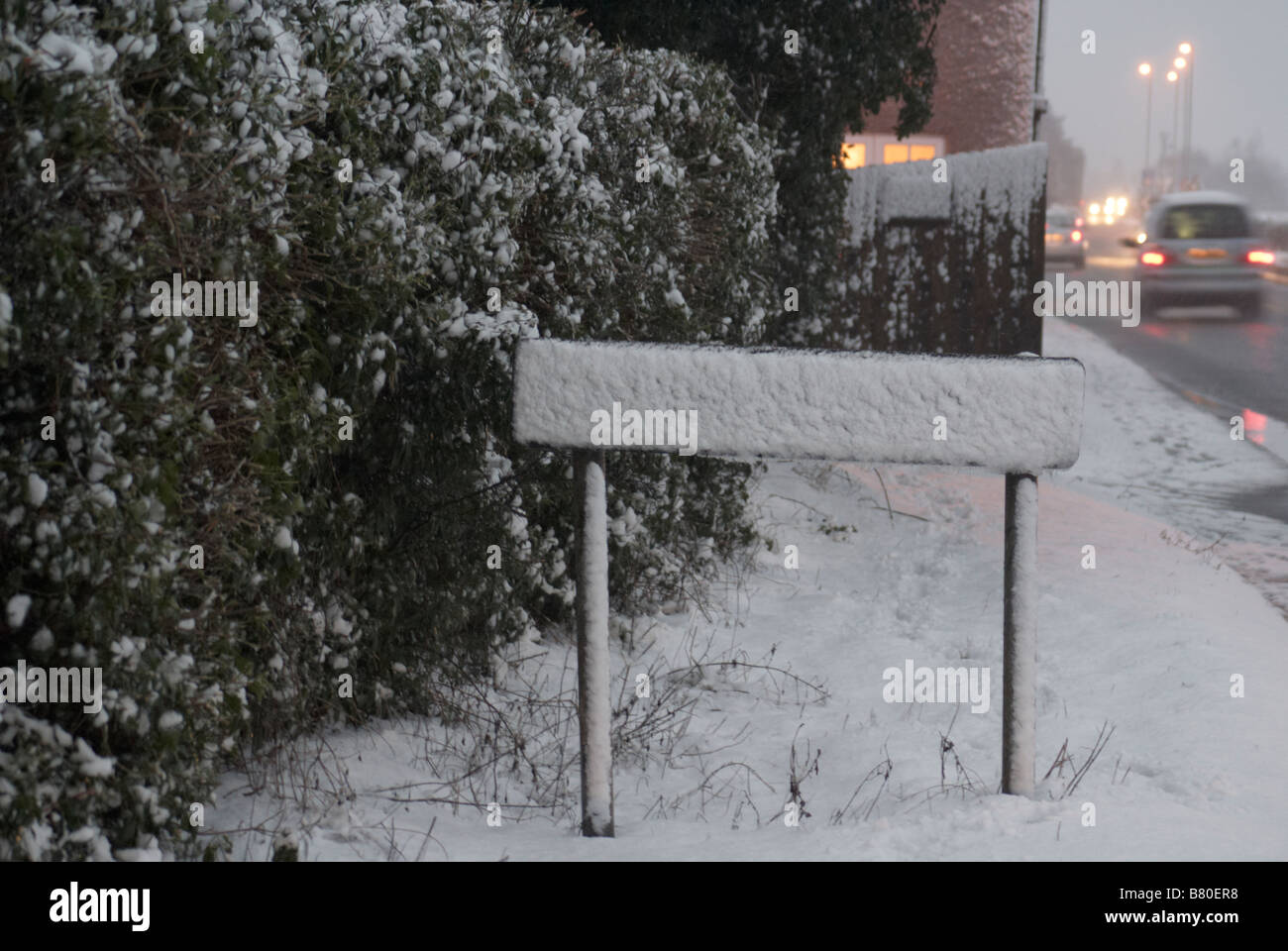 Unusually heavy snow in Derby on 2nd February 2009 causing transport disruption. Stock Photo