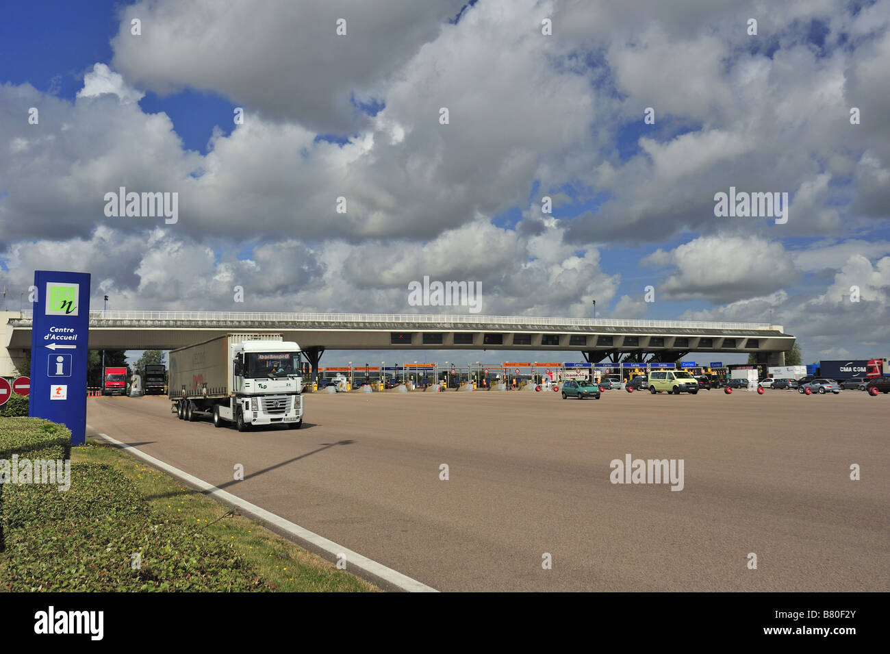 Tollgate on a French autoroute Stock Photo
