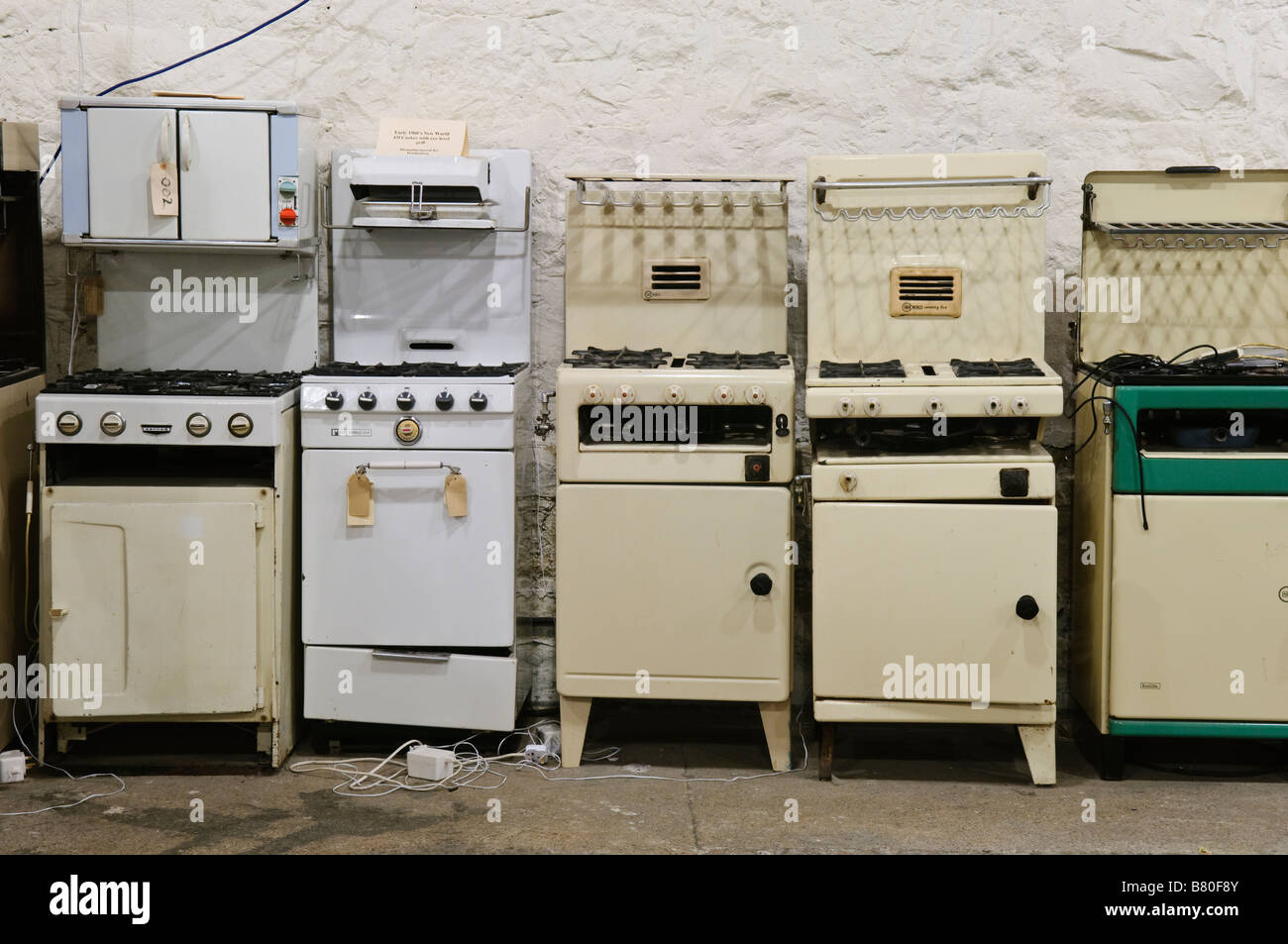 Old gas cookers from the 1950s, 1960s and 1970s Stock Photo