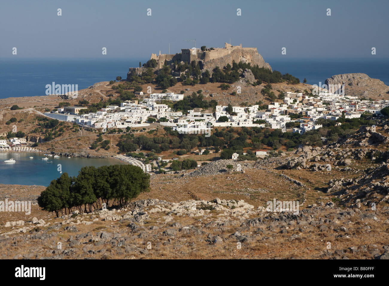 Acropolis, Lindos, Rhodes, Dodekanes, Greece Europe Ruin Stock Photo