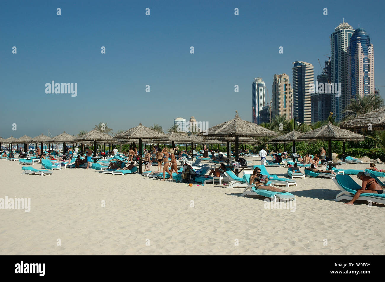 Beach Loungers And Umbrella Shades Stock Photos Beach
