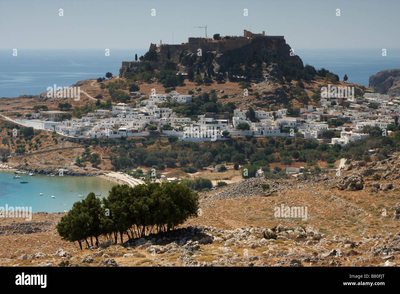 Acropolis, Lindos, Rhodes, Dodekanes, Greece Europe Ruin Stock Photo