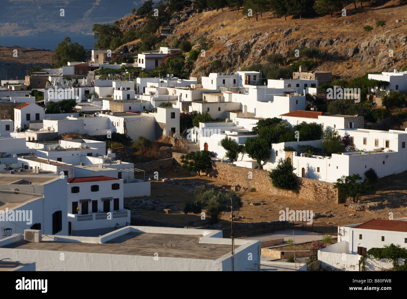 Acropolis, Lindos, Rhodes, Dodekanes, Greece Europe Ruin Stock Photo