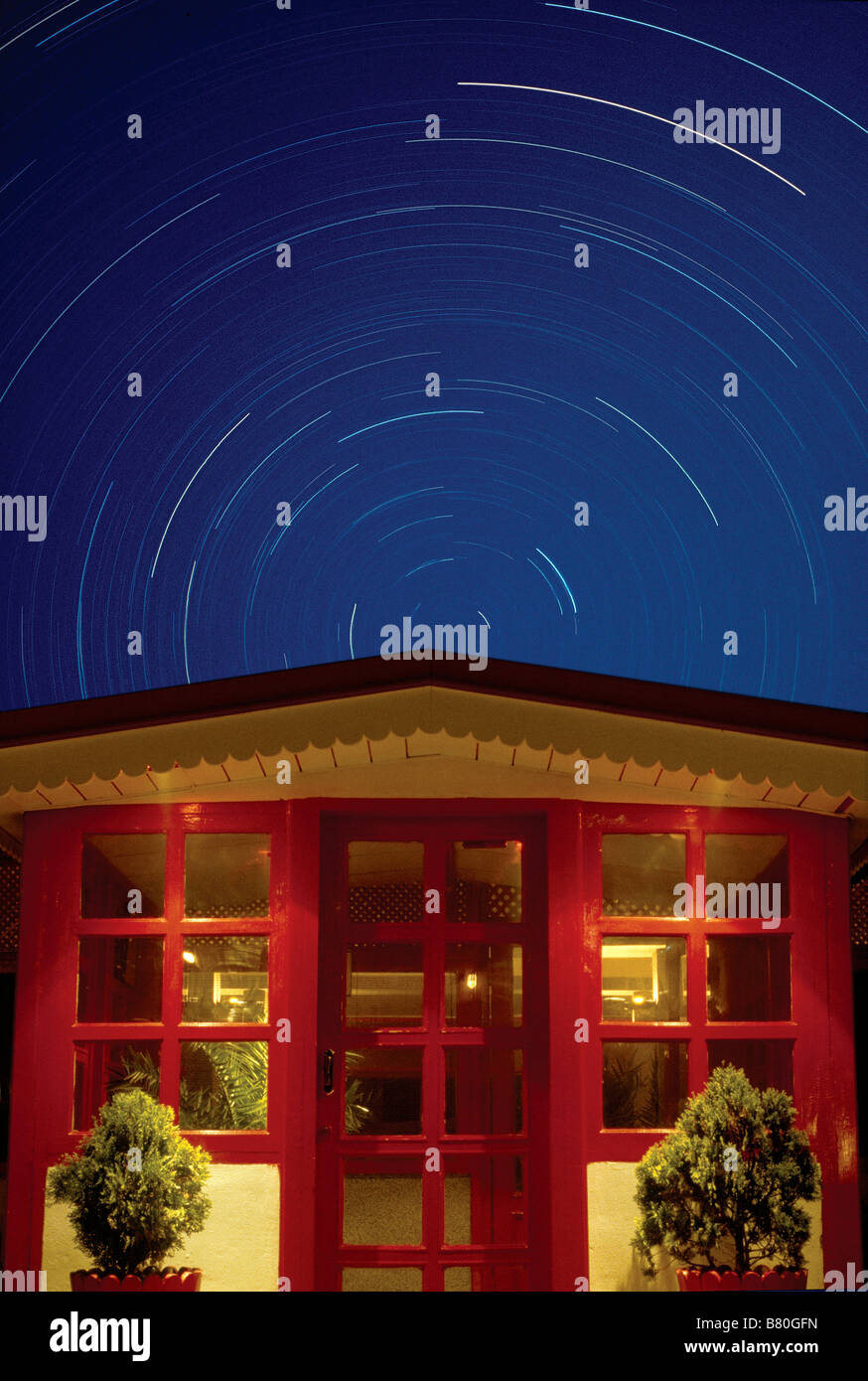 View of stars while spinning world Stock Photo