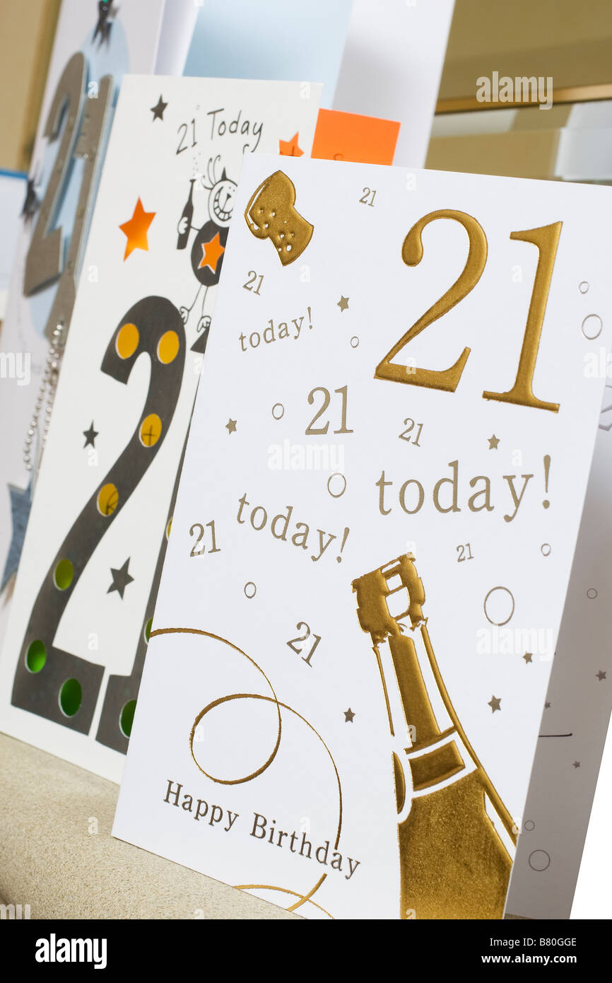 21st Birthday celebration cards Stock Photo