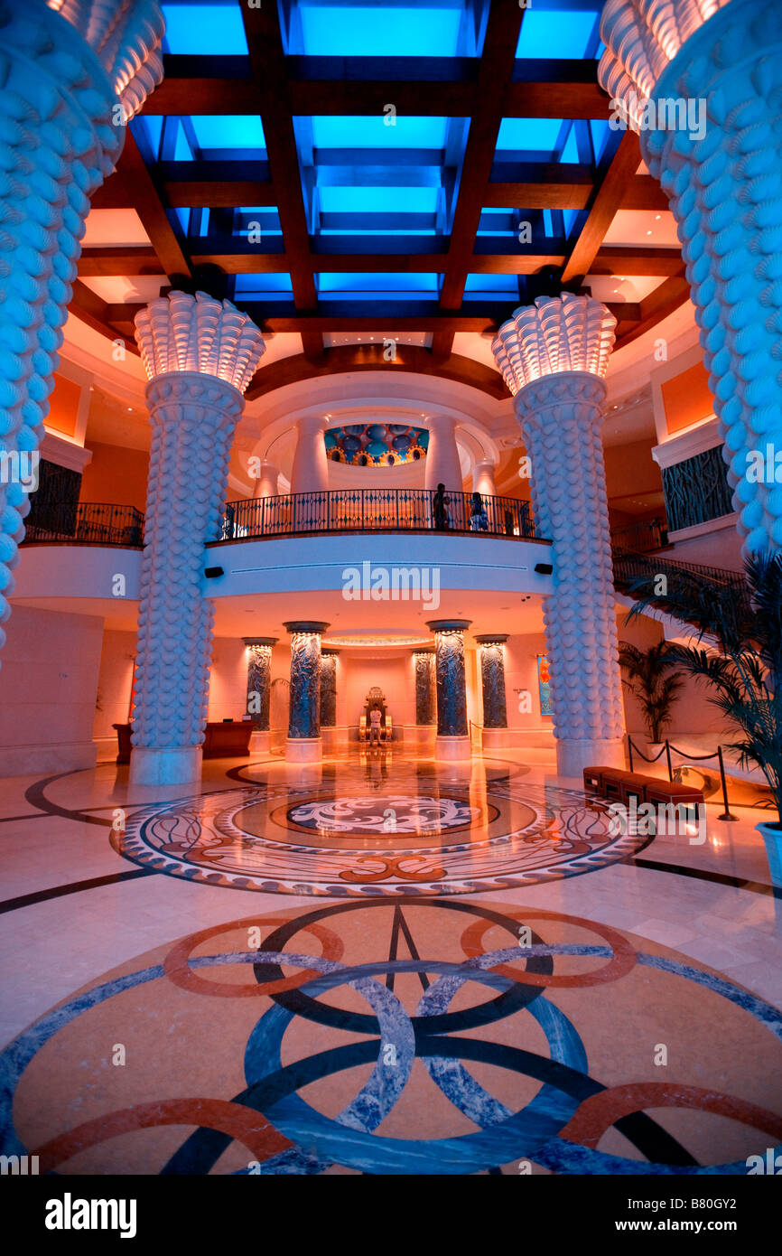 the lobby of Atlantis hotel at Palm Jumeirah Dubai Stock Photo