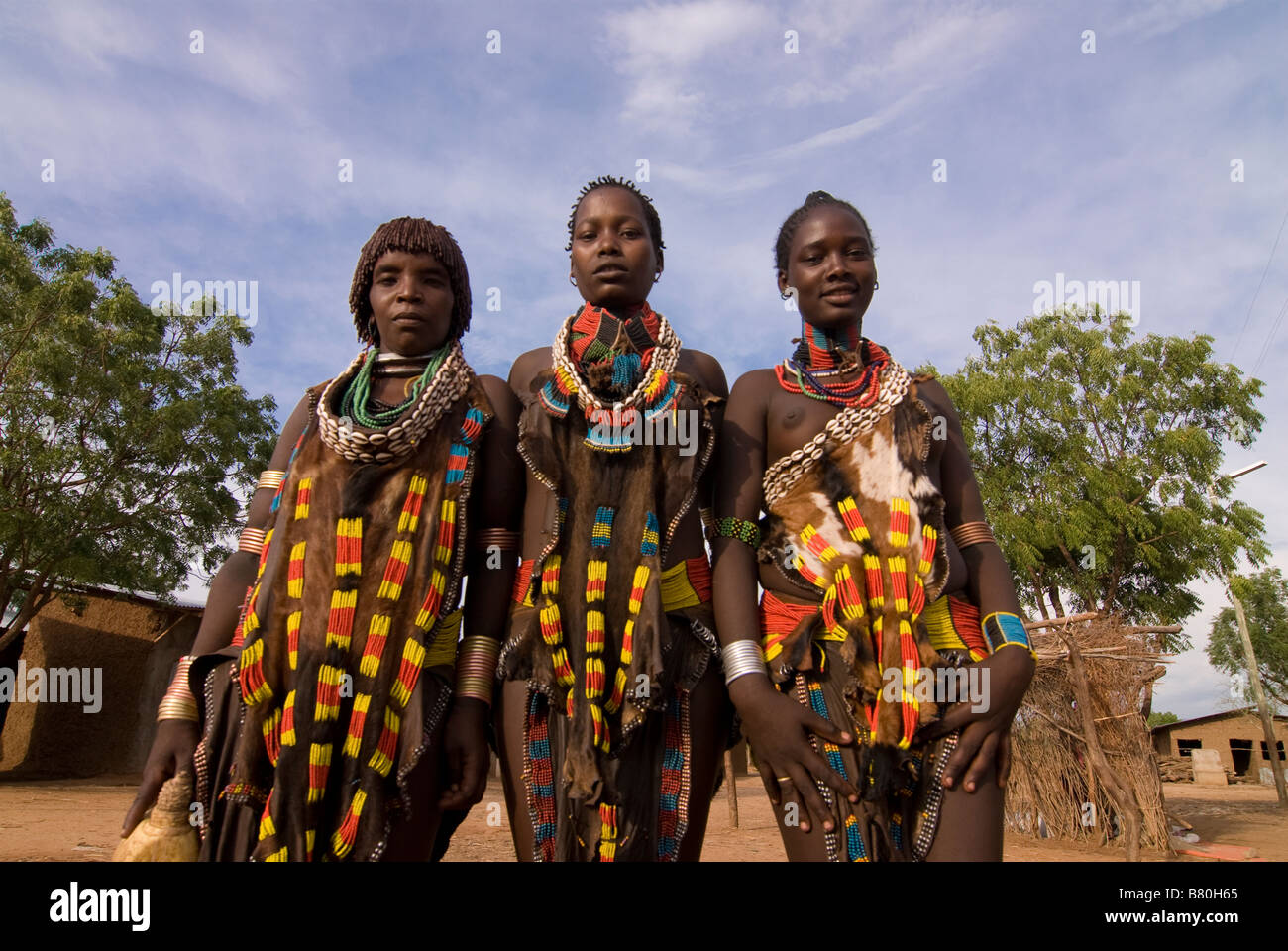 Young girls from the Hamer tribe Turmi Omovalley Ethiopia Africa Stock Photo