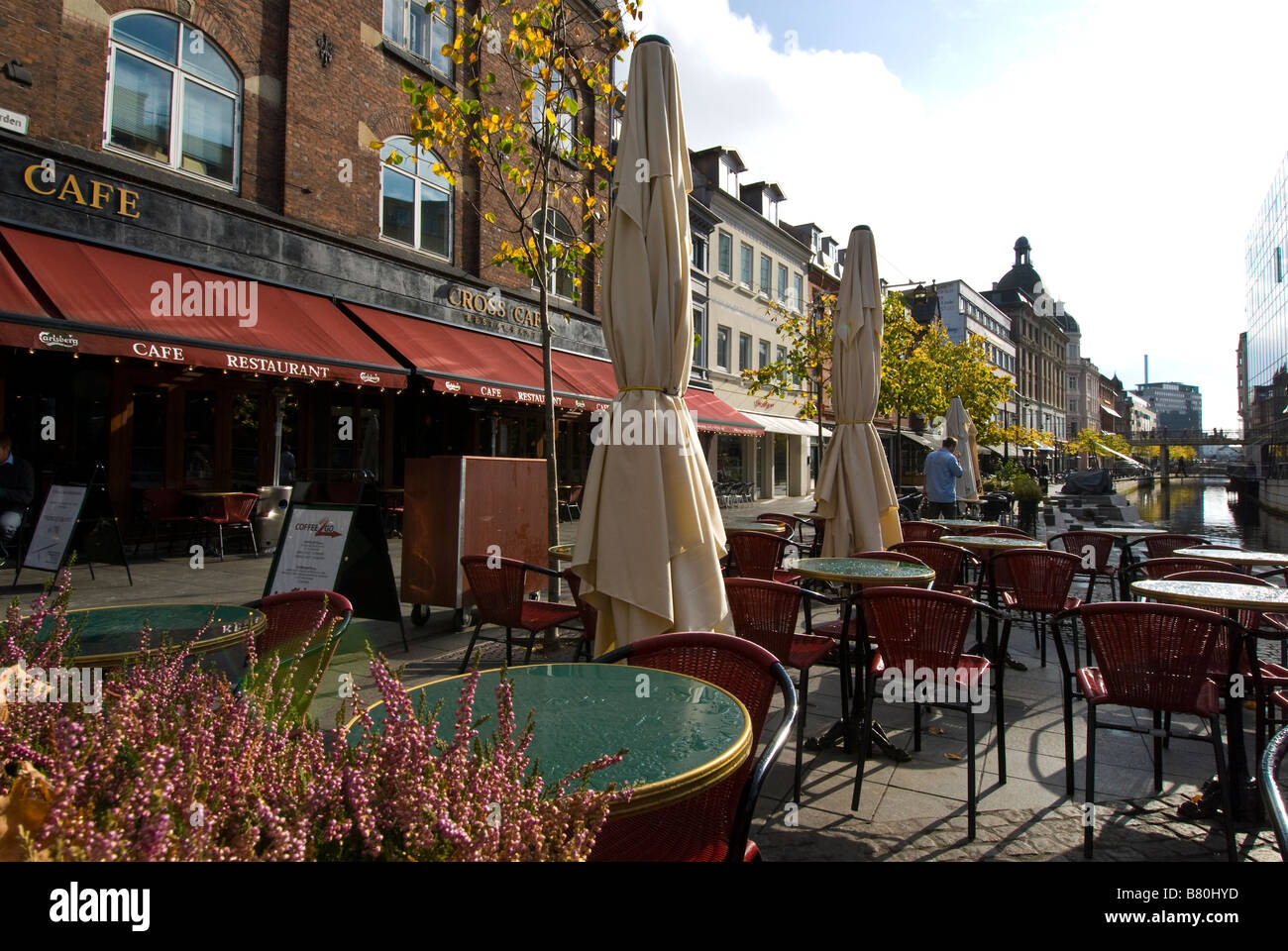 A deserted cafe on Aboulevarden Arhus Denmark Stock Photo