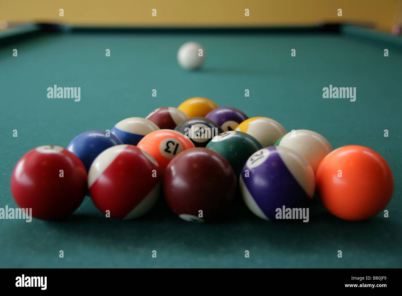 Pool balls setup and ready for a game Stock Photo Alamy