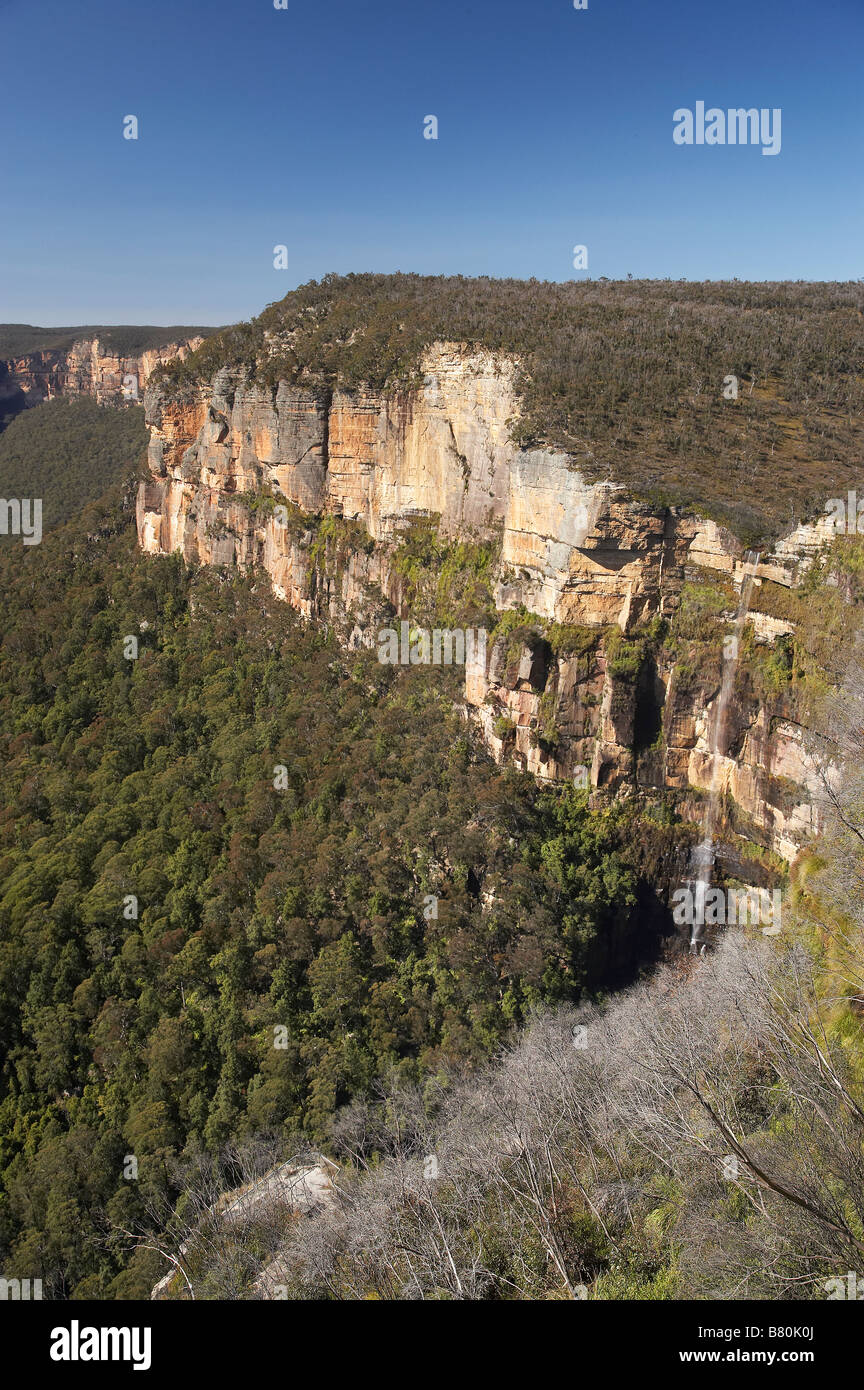 View of Bridal Veil Falls from Govetts Leap Lookout Blue Mountains New