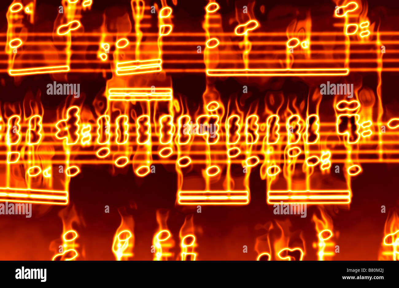 great image of music notes on fire and burning Stock Photo Alamy