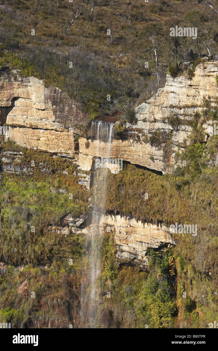 View of Bridal Veil Falls from Govetts Leap Lookout Blue Mountains New