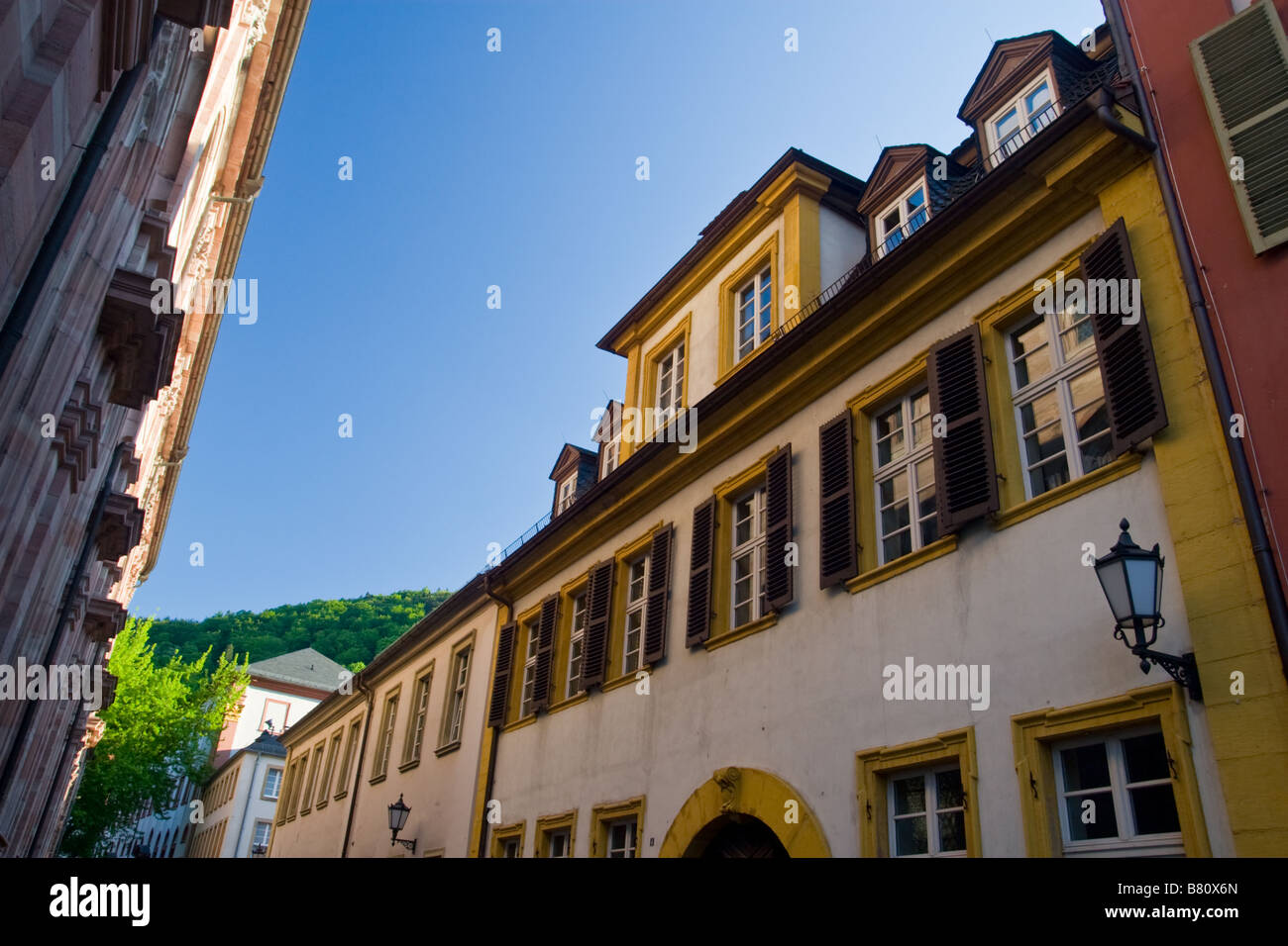 Historic university buildings in the old town of Heidelberg, Germany  (back side of the institute for private international law) Stock Photo