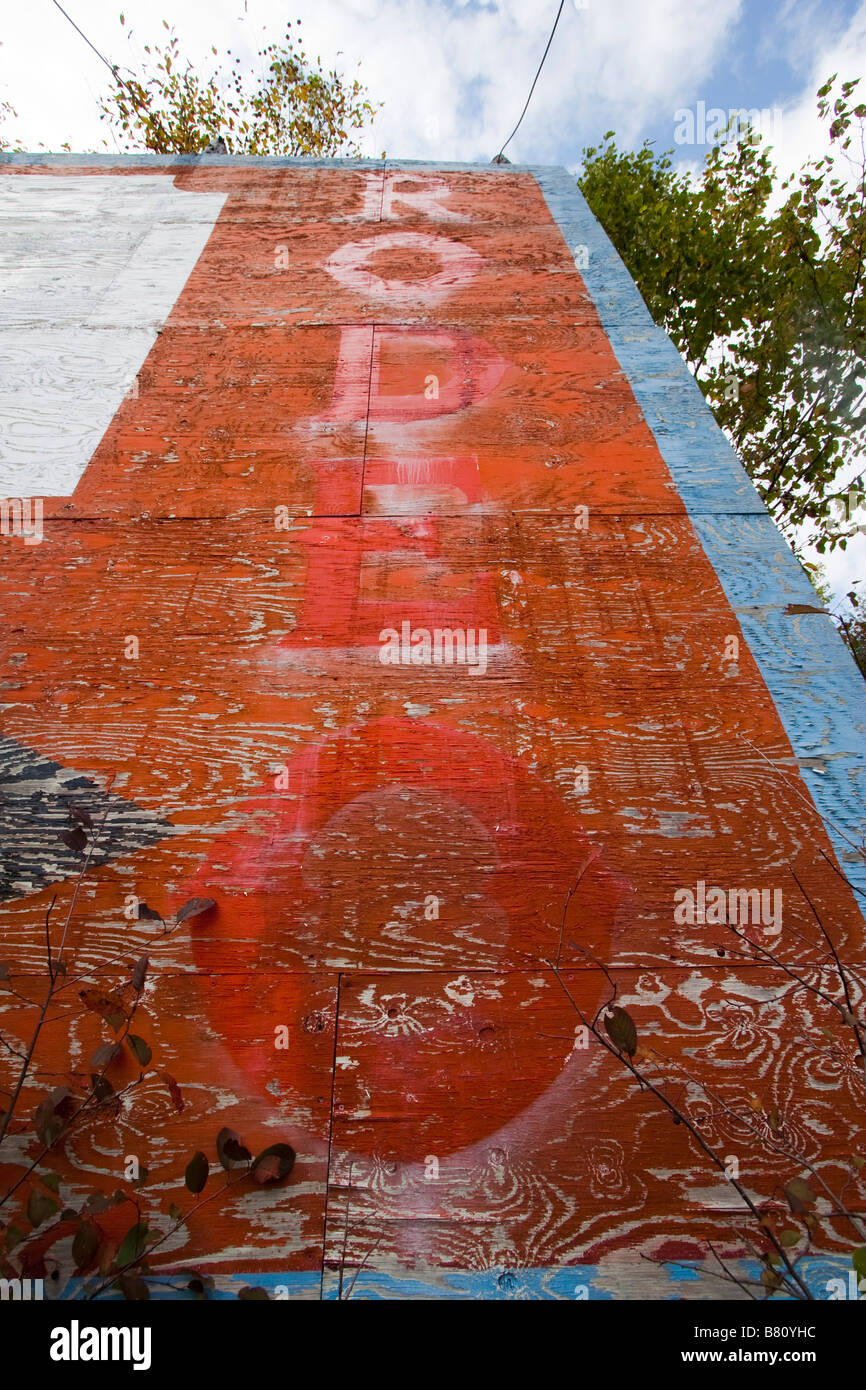 An abandoned old billboard advertising a rodeo October 7 2008 in New York Stock Photo