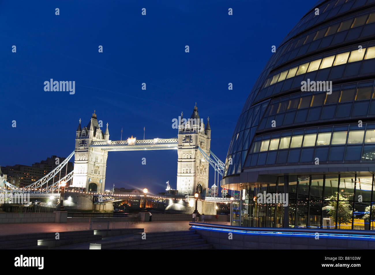 City Hall and Tower Bridge Southwark London England England United Kingdom Stock Photo