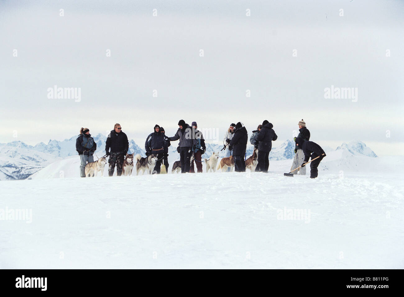 Antartica, prisonniers du froid - tournage Eight Below  Year: 2006 USA Les chiens avec leurs entraineurs / dogs with their trainers  Director: Frank Marshall Stock Photo