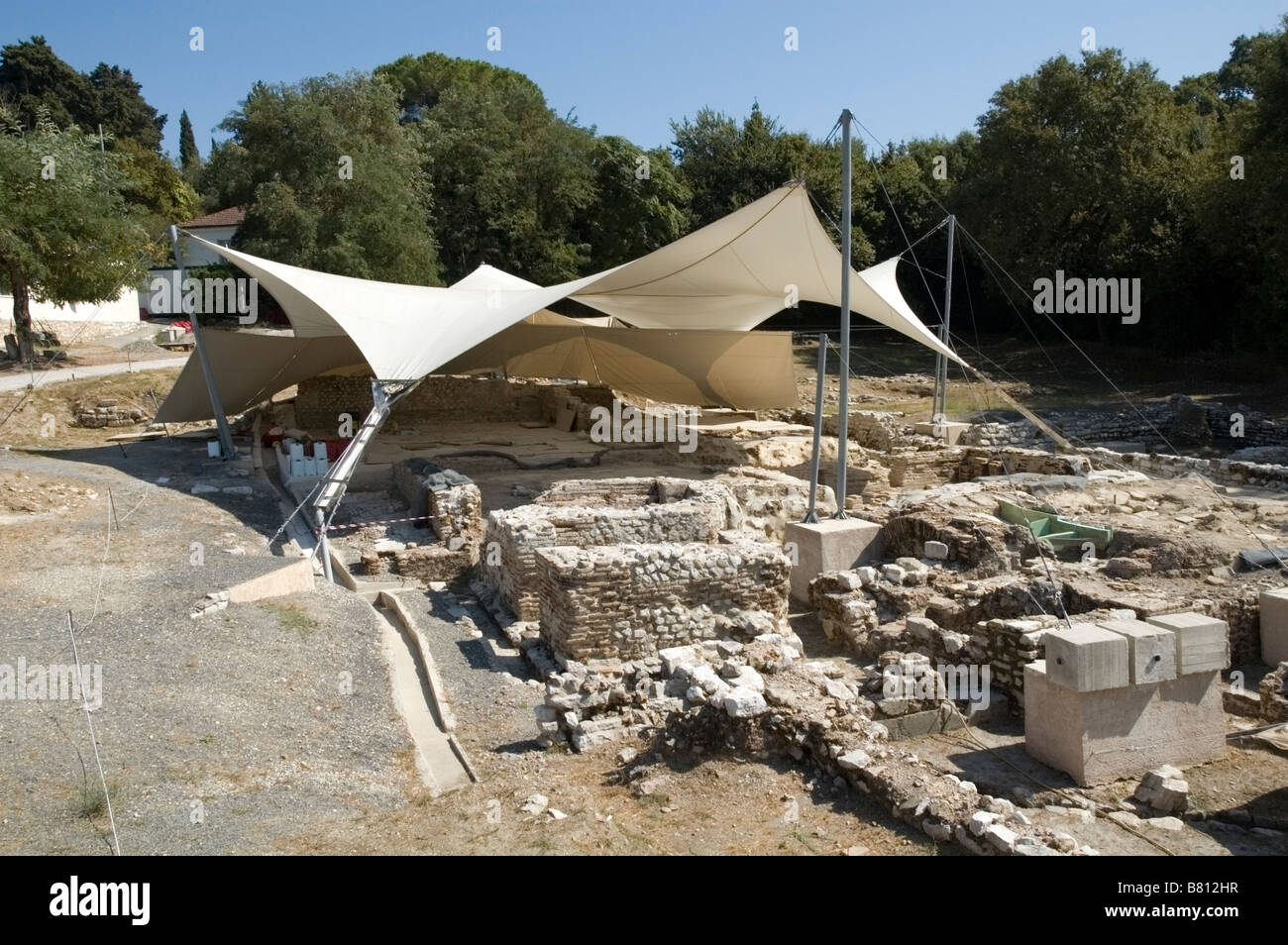 Archaeological excavation site in Old fort Corfu town, Ionian island