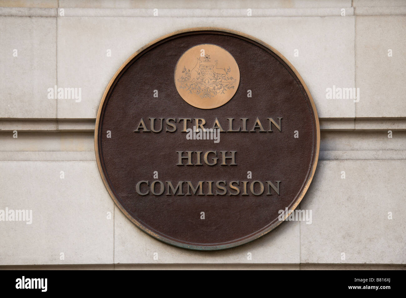 The plaque outside the main entrance to the Australian High Commission, Australia House, in the Strand, London. Jan 2009. Stock Photo