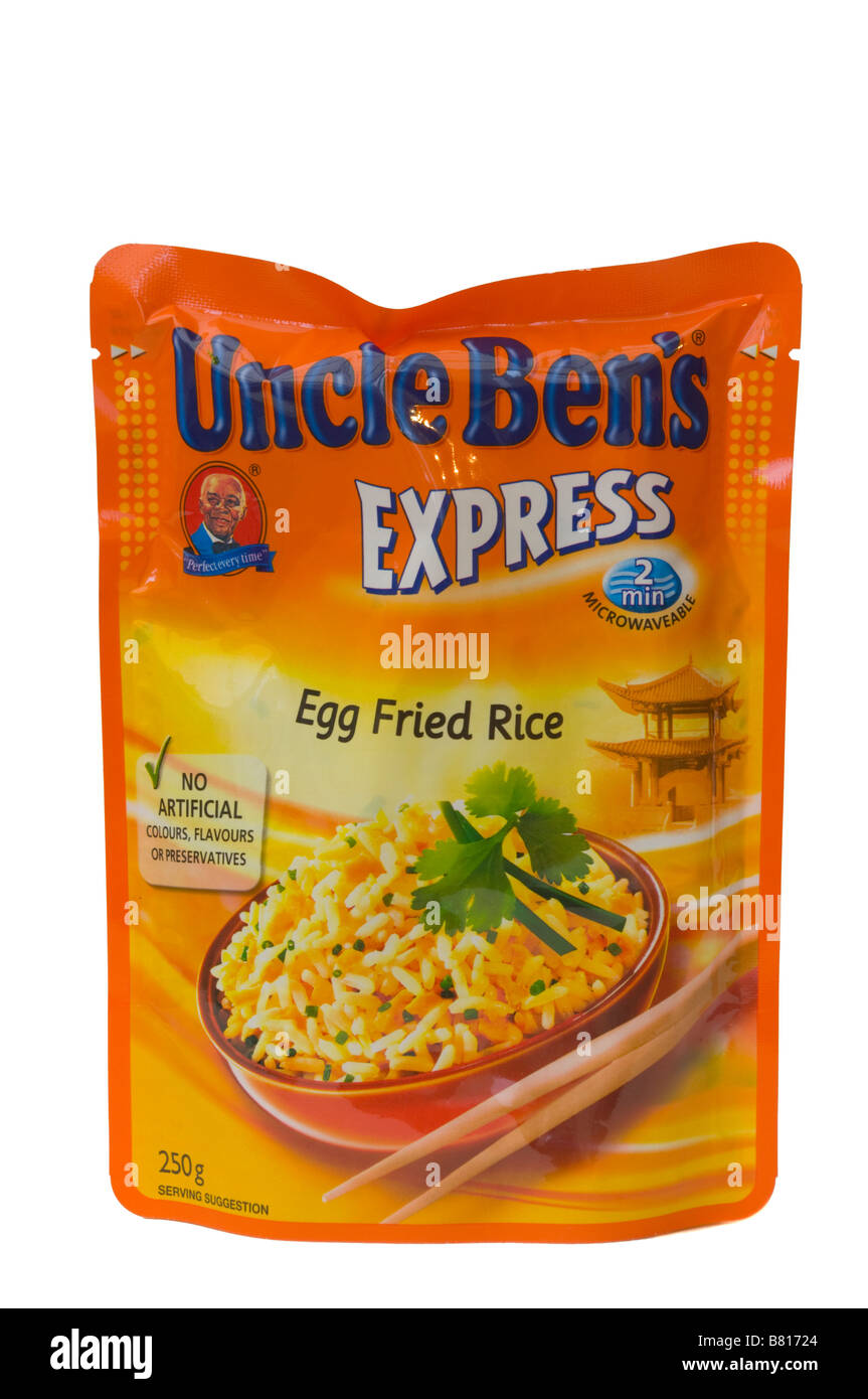 packet of Uncle Bens Express Egg Fried Rice Stock Photo