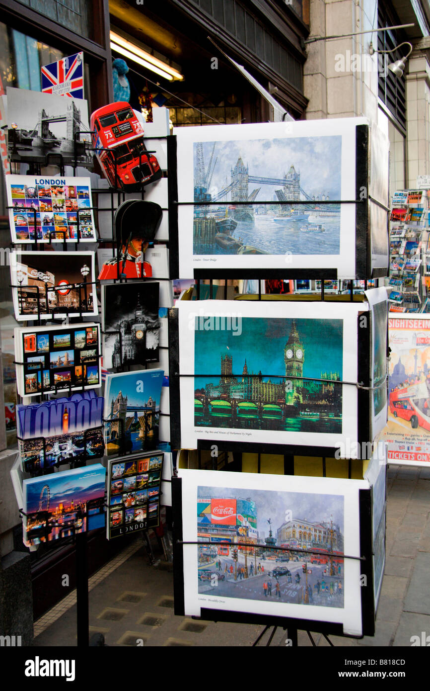 Tourist souvenirs on display outside a shop on the Strand, London. Jan 2009. Stock Photo