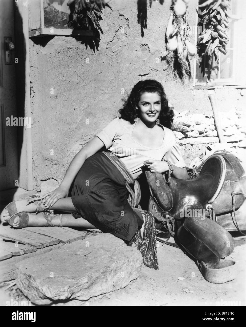 The Outlaw  Year: 1943  Director: Howard Hughes Jane Russell Stock Photo