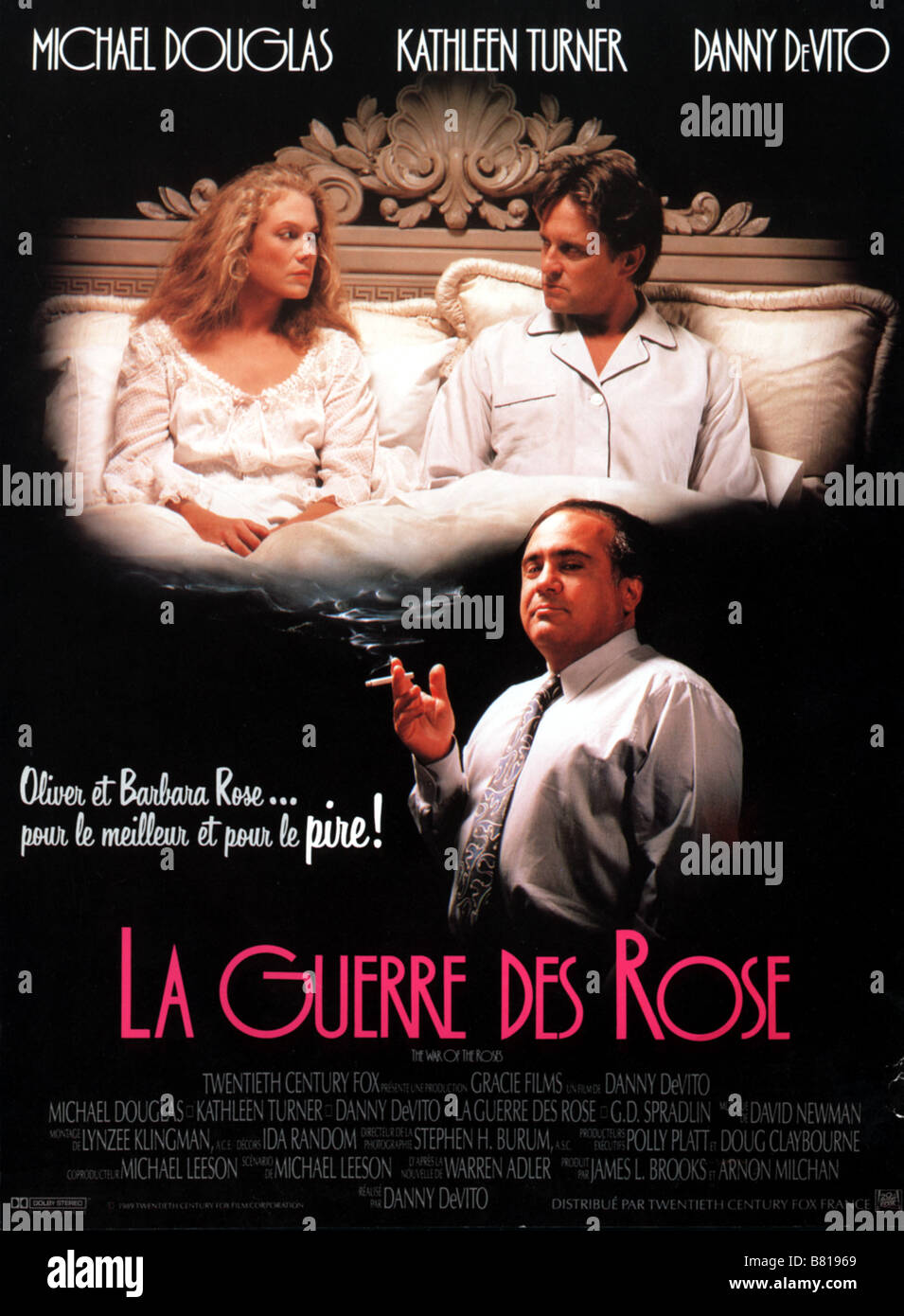 The War of the Roses  Year: 1989  Director: Danny De Vito Kathleen Turner, Michael Douglas, Danny DeVito Movie poster (fr) Stock Photo