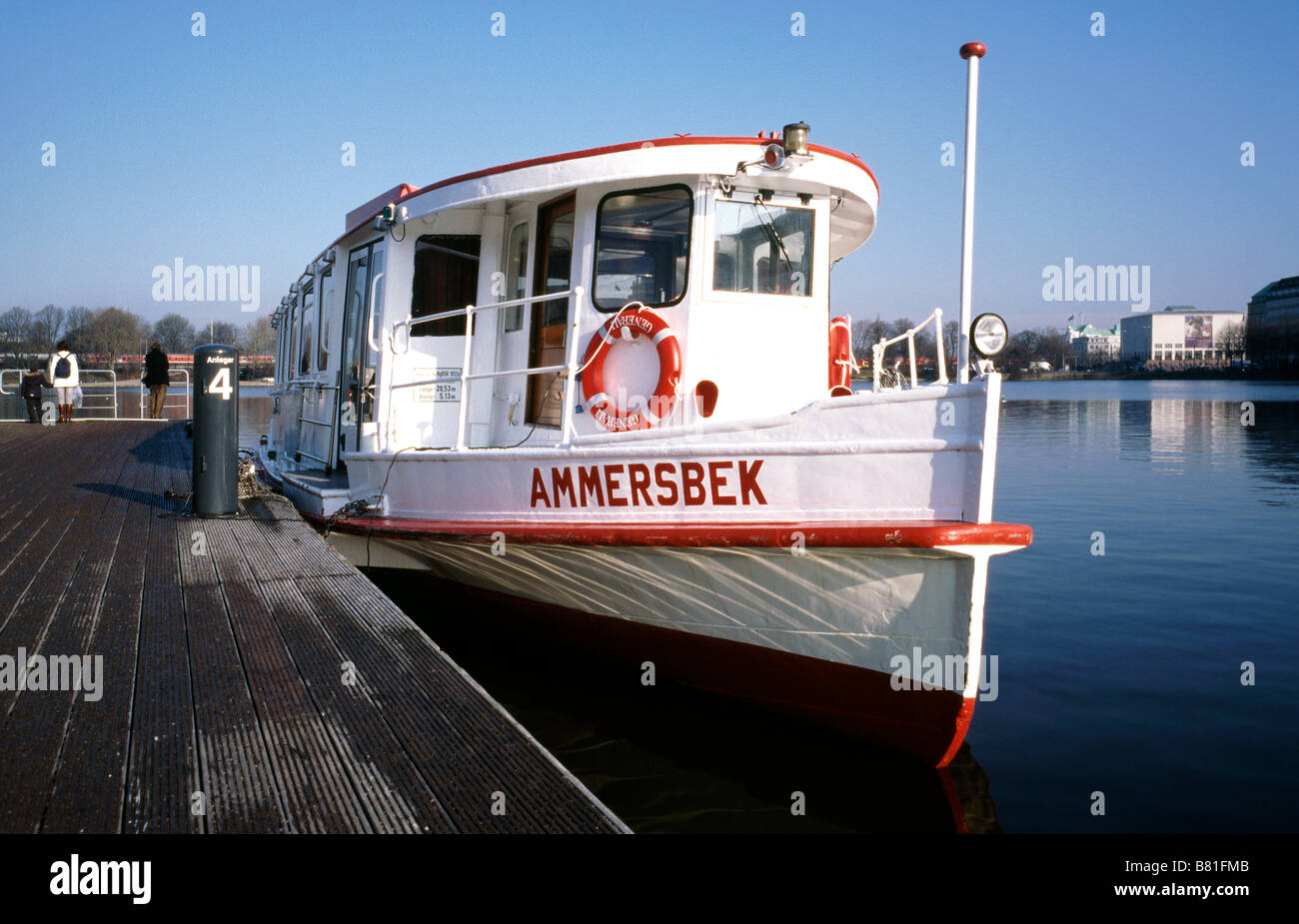 Feb 6, 2009 - Steamboat Ammersbek at Jungfernstieg pier on the Binnenalster (Inner Alster) in the German city of Hamburg. Stock Photo